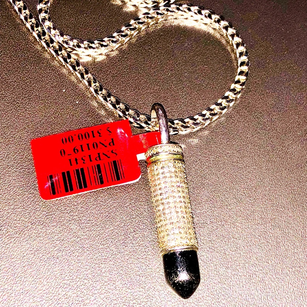 Real diamond custom made bullet pendant not CZ not fake Best gift gun collectors